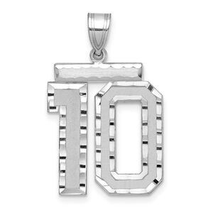 14k White Gold, Varsity Collection, Large D/C Pendant, Number 10